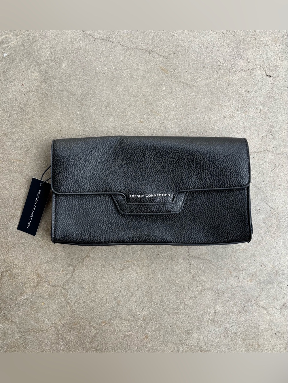 French Connection Kitty Pebble Shoulder Bag Black NWT Crossbody Flap Purse